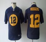 Jerseys Factory Cheap Packers #12 Aaron Rodgers Blue Embroidered