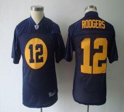 Jerseys Factory Cheap Packers #12 Aaron Rodgers Blue Embroidered