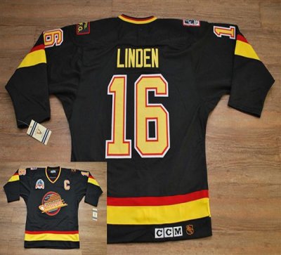 Jerseys Factory Cheap Canucks #16 Trevor Linden Embroidered Blac