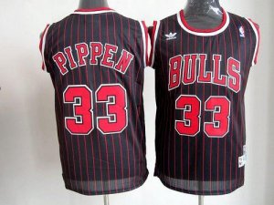 Jerseys Factory Cheap Bulls #33 Scottie Pippen Black With Red St