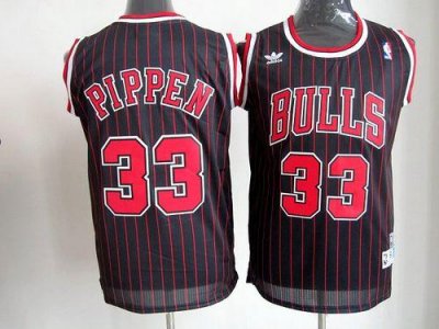 Jerseys Factory Cheap Bulls #33 Scottie Pippen Black With Red St