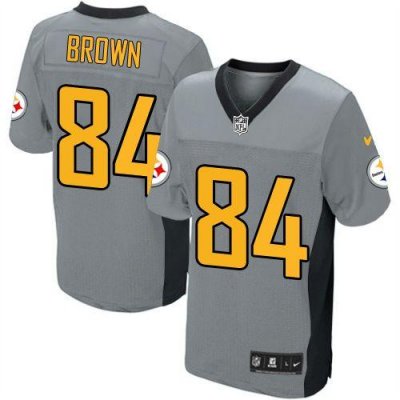 Jerseys Factory Cheap Nike Steelers #84 Antonio Brown Grey Shado