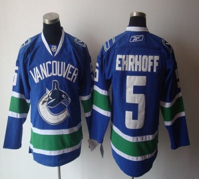 Jerseys Factory Cheap Canucks #5 Ehrhoff Blue Embroidered NHL Je