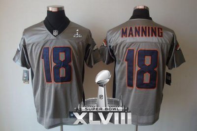 Jerseys Factory Cheap Nike Broncos #18 Peyton Manning Grey Shado