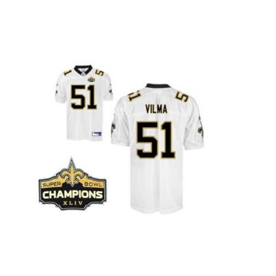 Jerseys Factory Cheap Saints #51 Jonathan Vilma White Super Bowl
