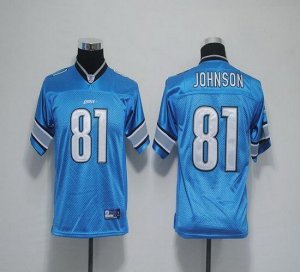 Jerseys Factory Cheap Lions #81 Calvin Johnson Blue Embroidered
