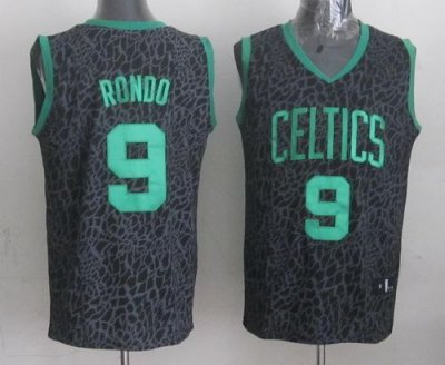 Jerseys Factory Cheap Celtics #9 Rajon Rondo Black Crazy Light S