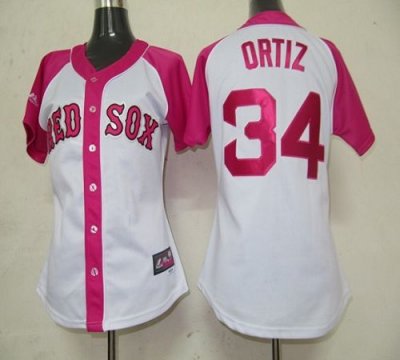 Jerseys Factory Cheap Red Sox #34 David Ortiz White/Pink Women's