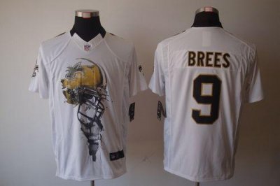 Jerseys Factory Cheap Nike Saints #9 Drew Brees White Men's Embr