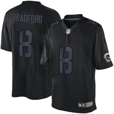 Jerseys Factory Cheap Nike Rams #8 Sam Bradford Black Men's Stit