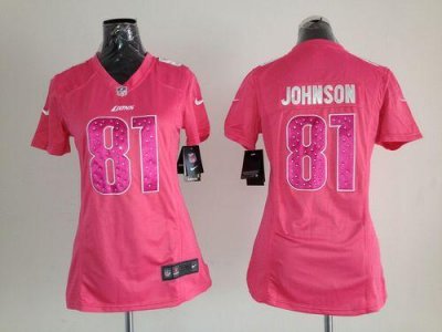 Jerseys Factory Cheap Nike Lions #81 Calvin Johnson Pink Sweethe