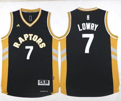 Jerseys Factory Cheap Raptors #7 Kyle Lowry Black/Gold Stitched