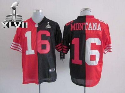Jerseys Factory Cheap Nike 49ers #16 Joe Montana Black/Red Super