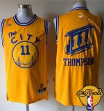 Jerseys Factory Cheap Warriors #11 Klay Thompson Gold Throwback