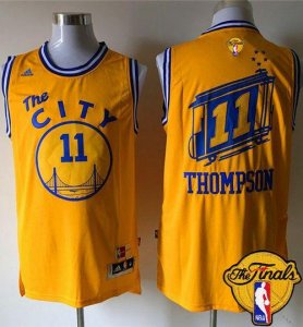 Jerseys Factory Cheap Warriors #11 Klay Thompson Gold Throwback