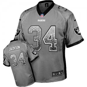 Jerseys Factory Cheap Nike Raiders #34 Bo Jackson Grey Men's Sti