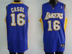 Jerseys Factory Cheap Lakers #16 Pau Gasol Embroidered Purple NB