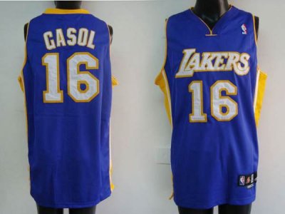 Jerseys Factory Cheap Lakers #16 Pau Gasol Embroidered Purple NB