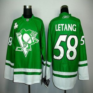 Jerseys Factory Cheap Penguins #58 Kris Letang Embroidered Gree