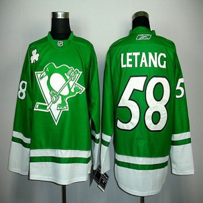 Jerseys Factory Cheap Penguins #58 Kris Letang Embroidered Gree