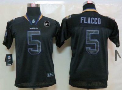 Jerseys Factory Cheap Nike Ravens #5 Joe Flacco Lights Out Black
