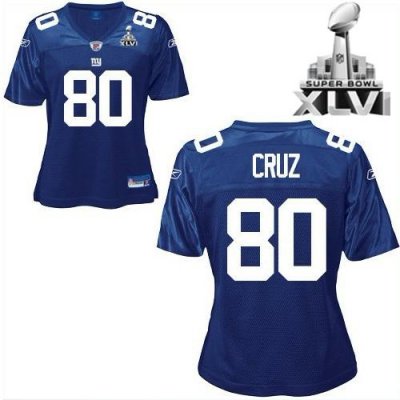 Jerseys Factory Cheap Giants #80 Victor Cruz Blue Women's Team C