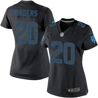 Jerseys Factory Cheap Nike Lions #20 Barry Sanders Black Impact