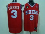 Jerseys Factory Cheap 76ers #3 Allen Iverson Red Reebok 10TH Thr