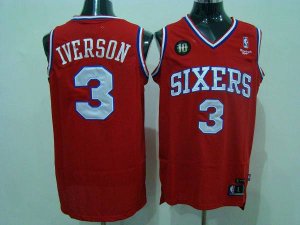 Jerseys Factory Cheap 76ers #3 Allen Iverson Red Reebok 10TH Thr