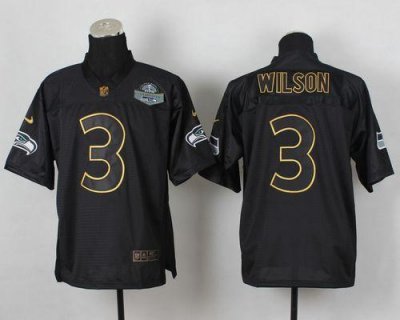 Jerseys Factory Cheap Nike Seahawks #3 Russell Wilson Black Gold