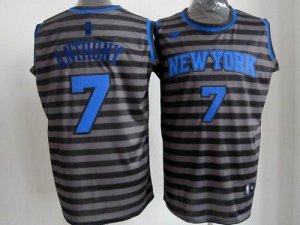 Jerseys Factory Cheap Knicks #7 Carmelo Anthony Black/Grey Groov