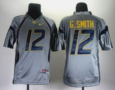 Jerseys Factory Cheap Mountaineers #12 Geno Smith Grey Embroider