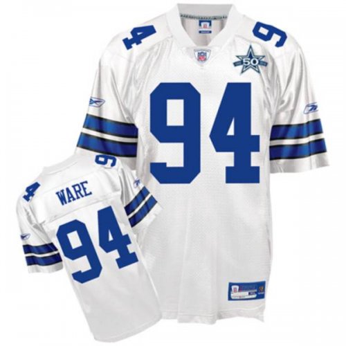 Jerseys Factory Cheap Cowboys #94 DeMarcus Ware White Team 50TH