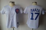 Jerseys Factory Cheap Cubs #17 Matt Garza White Blue Strip Women