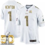Jerseys Factory Cheap Nike Panthers #1 Cam Newton White Super Bo