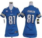 Jerseys Factory Cheap Nike Lions #81 Calvin Johnson Light Blue T