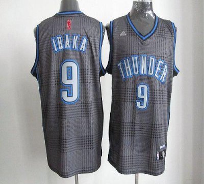 Jerseys Factory Cheap Thunder #9 Serge Ibaka Black Rhythm Fashio