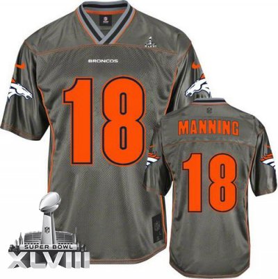Jerseys Factory Cheap Nike Broncos #18 Peyton Manning Grey Super