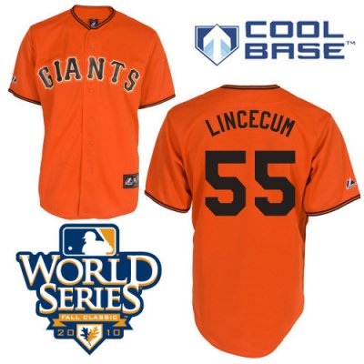 Jerseys Factory Cheap Giants #55 Tim Lincecum Orange 2010 World