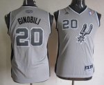 Jerseys Factory Cheap Spurs #20 Manu Ginobili Grey Youth Embroid