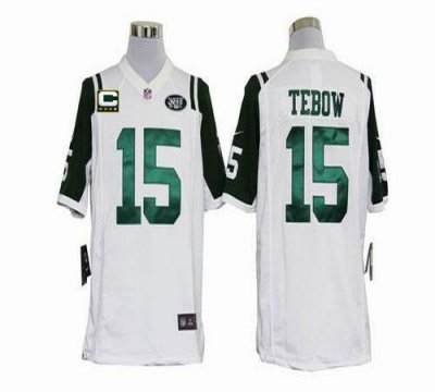 Jerseys Factory Cheap Nike Jets #15 Tim Tebow White With C Patch