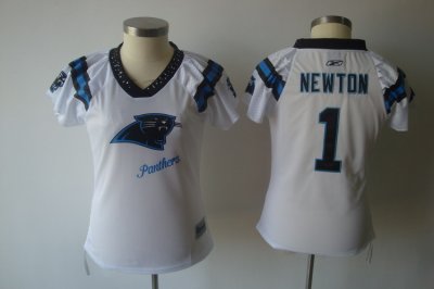 Jerseys Factory Cheap Panthers #1 Cam Newton White 2011 Women's