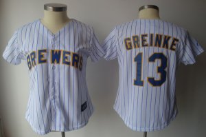 Jerseys Factory Cheap Brewers #13 Zack Greinke White With Blue S