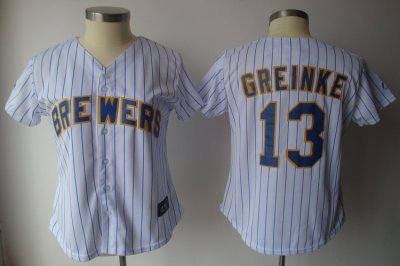 Jerseys Factory Cheap Brewers #13 Zack Greinke White With Blue S
