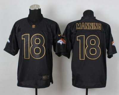 Jerseys Factory Cheap Nike Broncos #18 Peyton Manning Black Gold