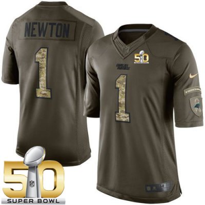 Jerseys Factory Cheap Nike Panthers #1 Cam Newton Green Super Bo