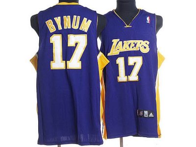 Jerseys Factory Cheap Lakers #17 Andrew Bynum Stitched Purple NB