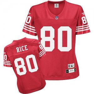 Jerseys Factory Cheap 49ers #80 Jerry Rice Red Women's Throwback