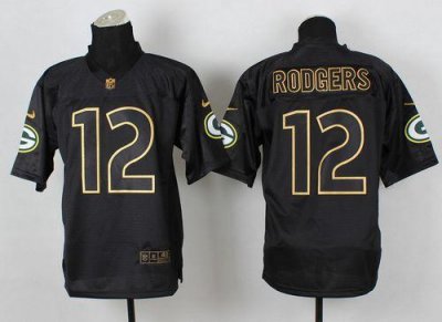 Jerseys Factory Cheap Nike Packers #12 Aaron Rodgers Black Gold