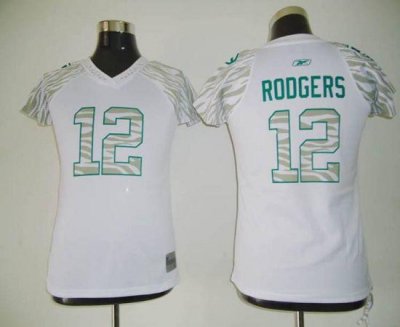 Jerseys Factory Cheap Packers #12 Aaron Rodgers White Women's Ze